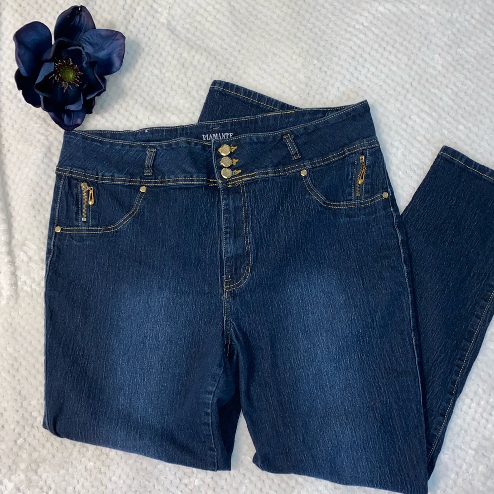 Women’s Diamante Skinny Jeans Stretch sz 24